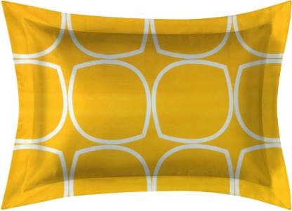 Glace Cotton Fitted Bedsheet With 2 Pillow Covers (Yellow, 90x90 inches)