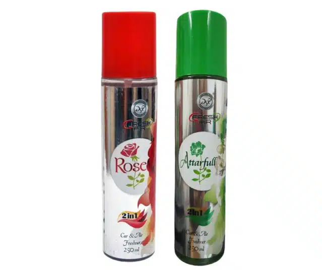 DSP Rose with Atterfull 2 in 1 Car & Air Freshener (Pack of 2, 250 ml)