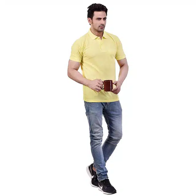 Half Sleeves Polo T-Shirt for Men (Yellow, XL)
