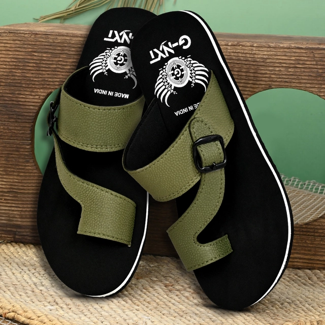 Flipflops for Men (Green & Black, 6)