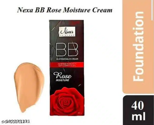 Nexa Rose Moisture BB Cream (40 g) with Makeup Blender (Pink, Set of 2)