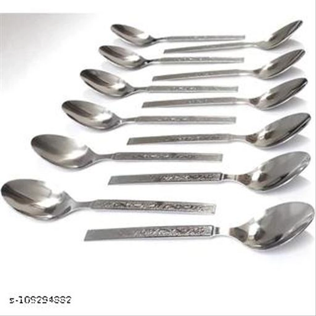 Stainless Steel 12 Pcs Spoons with 12 Pcs Forks (Silver, Set of 2)