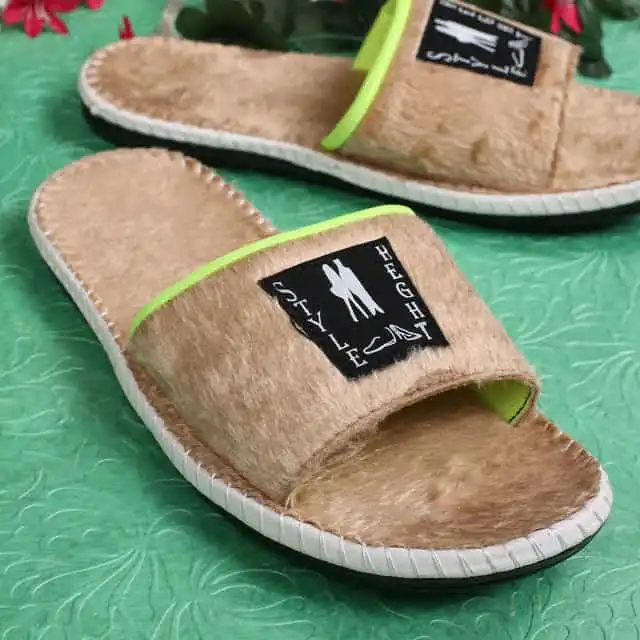 STYLE HEIGHT Slides for Men's Soft And Comfort (Brown, 10)