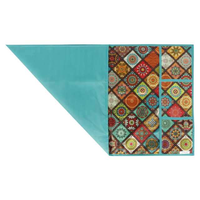 Polyester 3 Layered Digital Printed Fridge Top Cover Refrigerator Cover With 6 Utility Pockets (Multicolor, 39x21 Inches) (E-63)