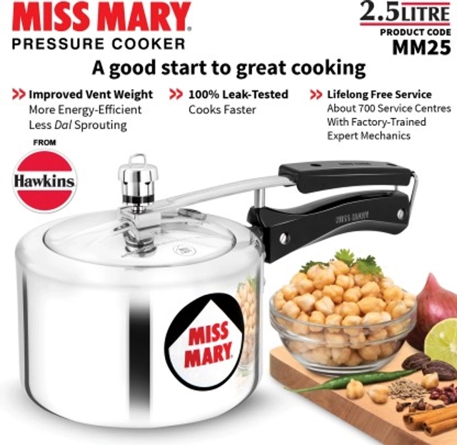 HAWKINS Miss Mary (MM25) Inner Lid Pressure Cooker (2.5 Ltr, Pack of 1)