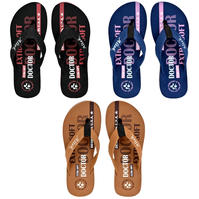 Flip-Flops for Women (Multicolour, 3) (Pack of 3)