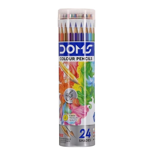 DOMS 24 Shades Round Tin Color Pencils