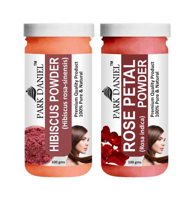 Park Daniel 100% Pure & Natural Hibiscus Powder & Rose Petal Powder (Pack Of 2, 100 g) (SE-537)