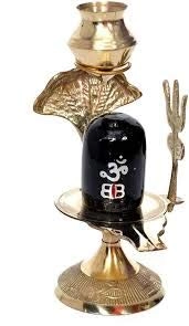 Shiva Linga For Pooja (Black & Gold, Pack Of 1)