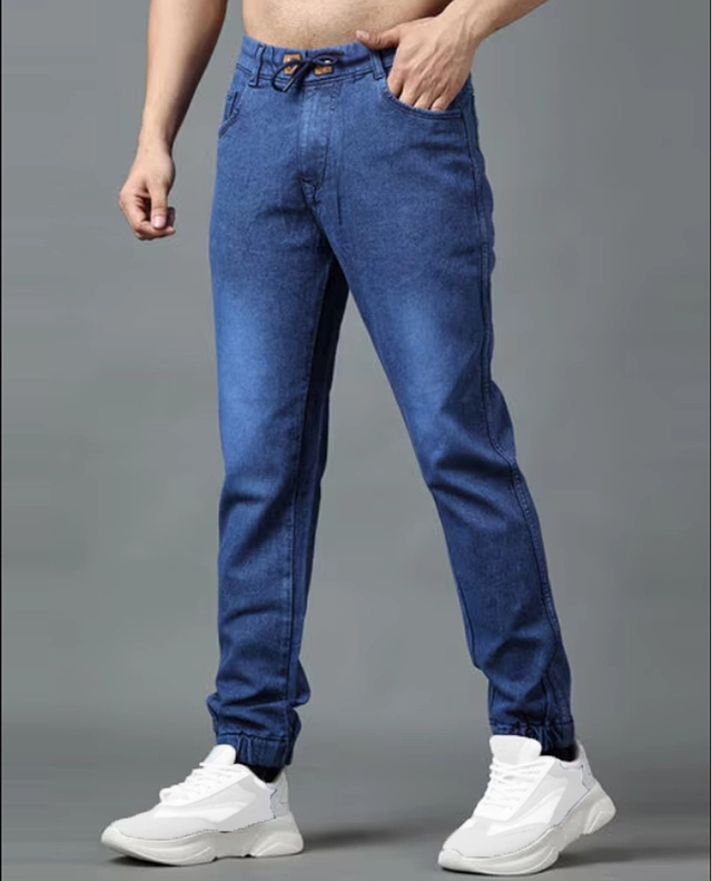 Cotton Blend Slim Fit Jogger Jeans for Men (Blue, 30)