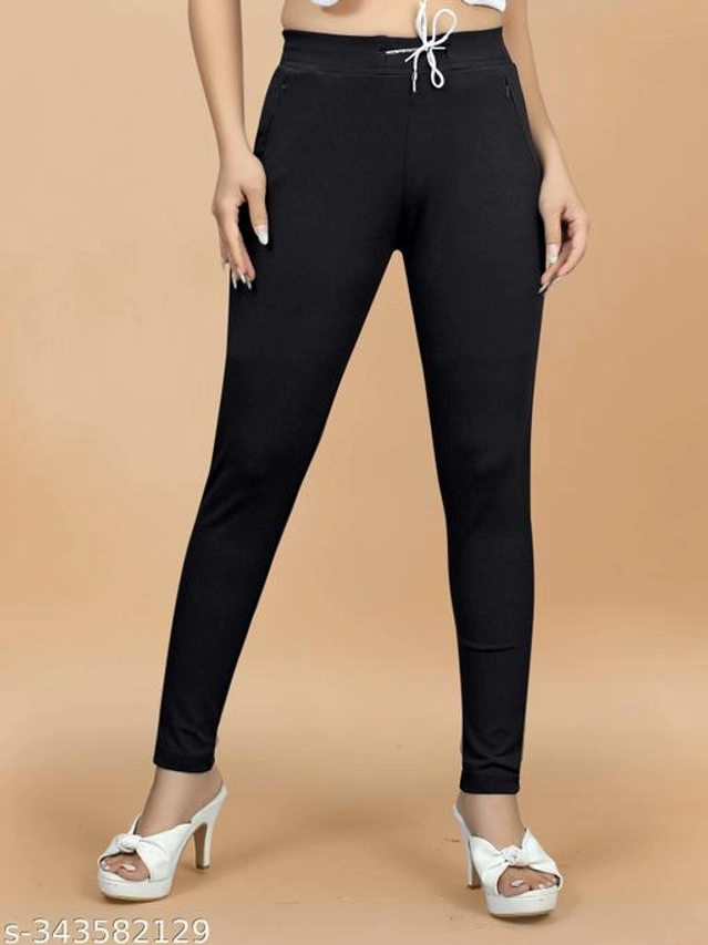 Lycra Jeggings for Women (Black, 38)