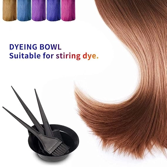 Combo of 3 Pcs Dye Brushes with Mixing Bowl for Hair Colour (Black, Set of 2)