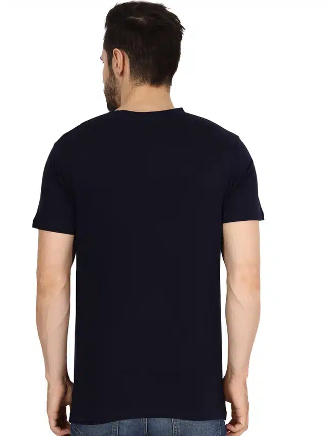 Half Sleeves Solid T-Shirt for Men (Navy Blue, M)