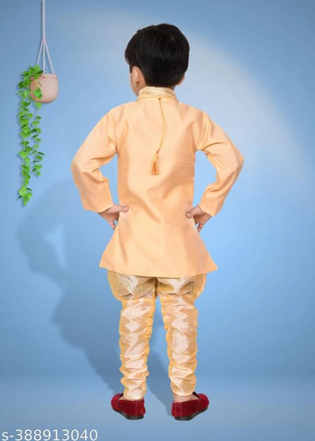 Cotton Blend Sherwani for Boys (Peach, 6-9 Months)