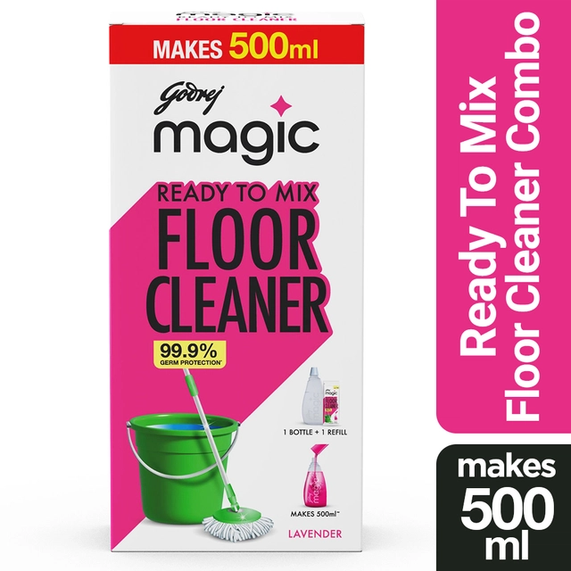 Godrej Magic Ready To Mix Floor Cleaner - Lavender, 1 Pc (Bottle+Refill)