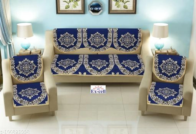 Polycotton 5 Seater Sofa Covers (Blue, Set of 1)