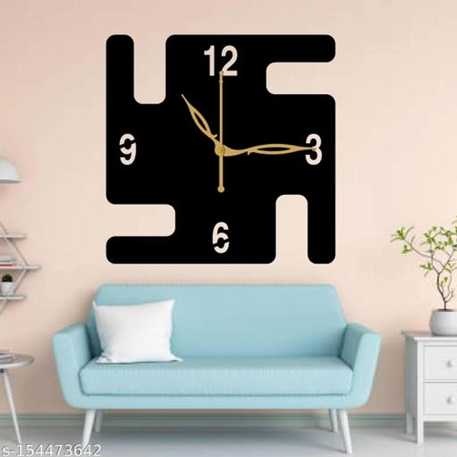 Wooden Wall Clock for Home (Black)