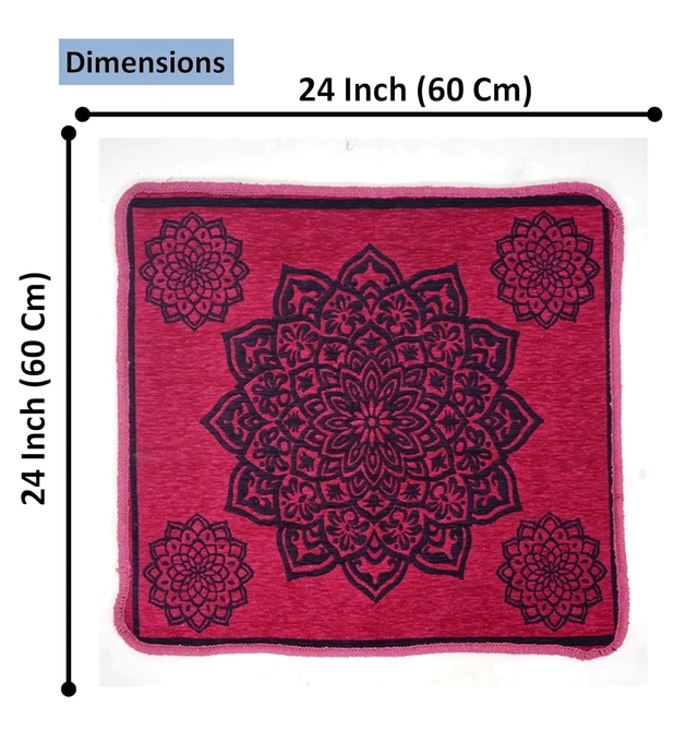 Chenille Velvet Pooja Mats (Pink, 60x60 cm)