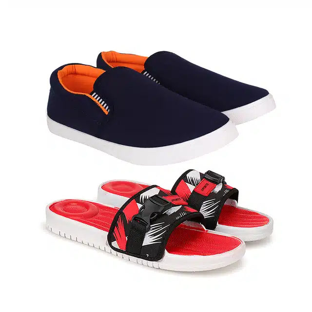 Combo of Casual Shoes & Sliders for Men (Pack of 2) (Multicolor, 10)