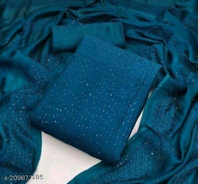 Embroidered Unstitched Suit for Women (Teal, 2.25 m)