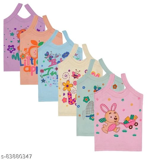 Cotton Camisoles for Girls (Multicolor, 0-3 Months) (Pack of 6)