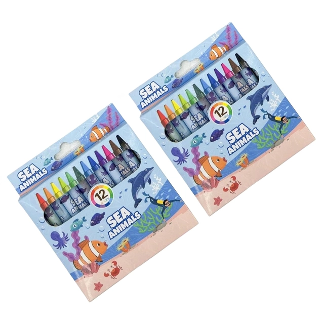 Wax Crayons for Kids (Multicolor) (12 Pcs in 1 Box, Set of 2 Box)