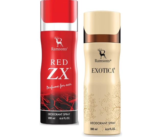 Ramsons Red Zx with Exotica Deodorant for Men (200 ml, Pack of 2)