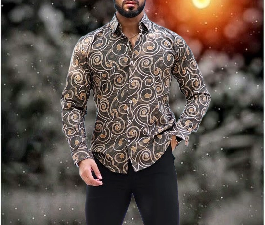 Full Sleeves Printed Shirt for Men (Multicolor, S)