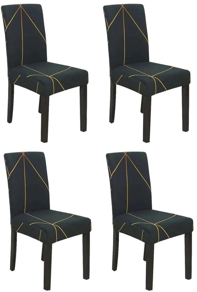 Polycotton Printed Chair Cover (Gold & Black, 45x50 inches)