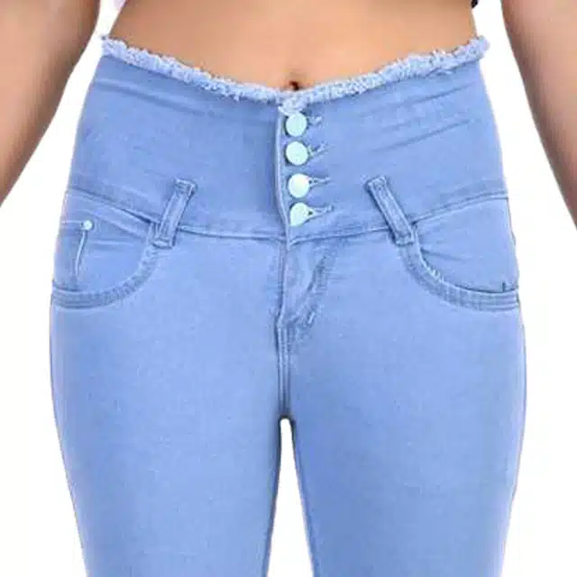 Stretchable Jeans for Women & Girls (Light Blue, 34)
