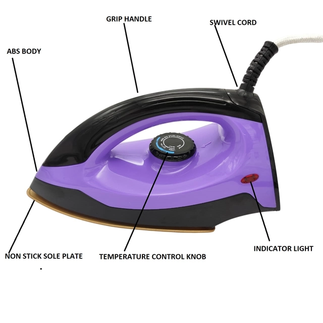 Nissan Home Appliances Vintage Electric Dry Iron (Purple & Black, 1000 W)