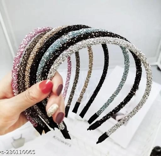 Glitter Hair Band for Women (Multicolor, Pack of 3)