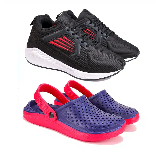 Combo of Sports Shoes and Clogs for Men (Pack of 2) (Multicolor, 10)