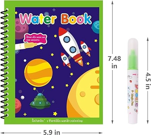 Reusable Quick Dry Coloring Book with Pen for Kids (Multicolour, Set of 1)