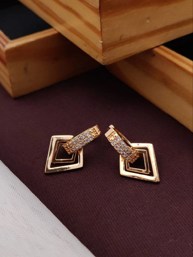 Alloy Gold Plated Earrings for Women (Rose Gold)