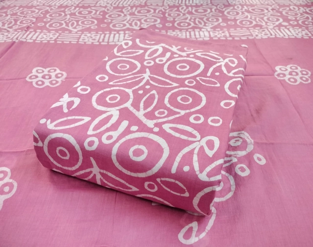 Cotton Printed Unstitched Suit Fabric (Pink, 2.4 m)