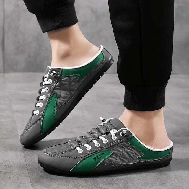 Casual Shoes for Men (Grey & Green, 6)