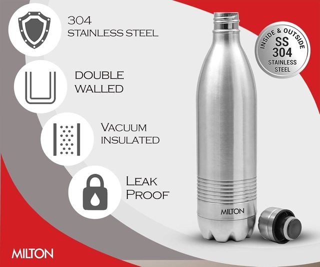 MILTON DUO DLX 1000 ml Flask  (Steel/Chrome, Steel, Pack of 1)