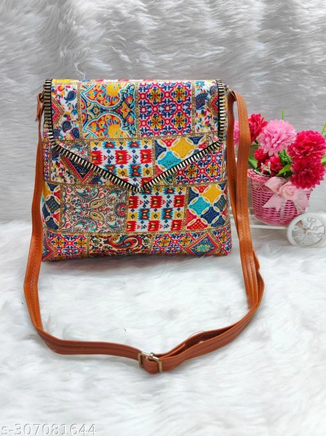 Canvas Sling Bag for Women (Multicolor)