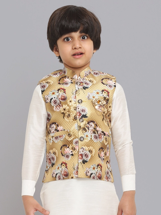 Jacquard Printed Jacket for Boys (Gold, 1-2 Years)