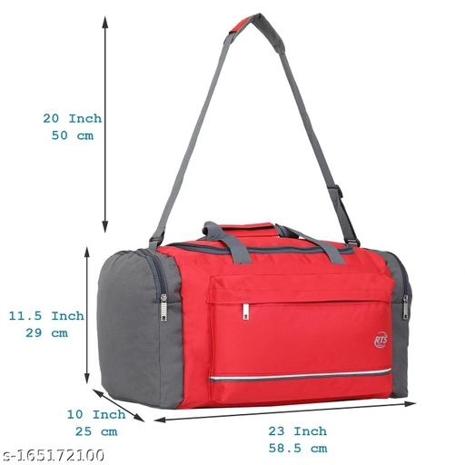 Fabric Duffel Bag (Red & Grey)