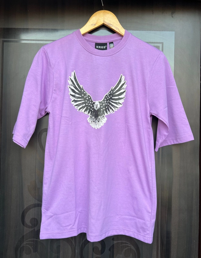 Round Neck Printed T-Shirt for Men (Lavender, S)