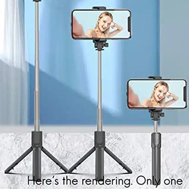 Extendable Selfie Stick with Wireless Remote and Tripod Stand (Black)