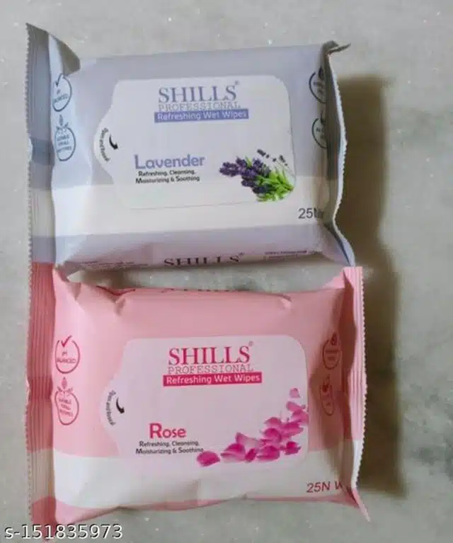 Shills Lavender with Rose Wet Face Wipes (Pack of 2)
