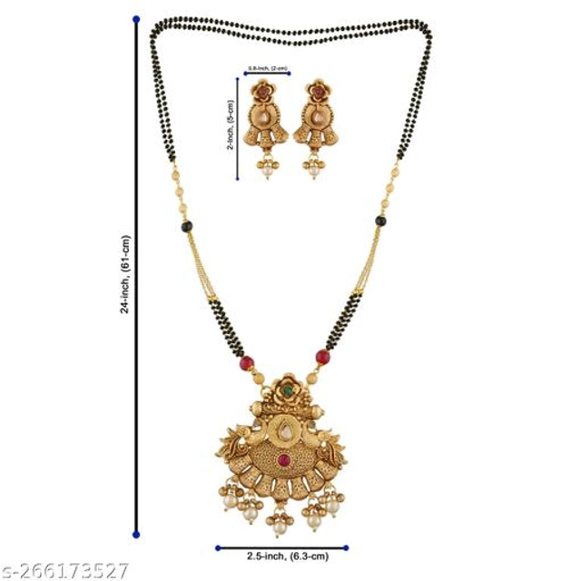 Alloy Mangalsutra with Earrings for Women (Multicolor, Set of 1)