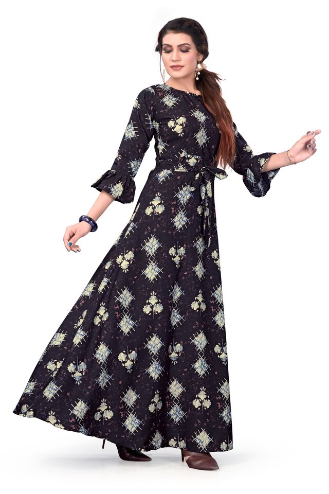 Fit and Flare Gown for womens (Multicolor, S) (NE24)