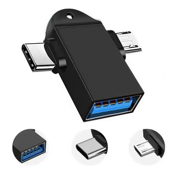 USB 3.0 Female to Micro-USB Male & Type-C Male OTG Adapter (Black)