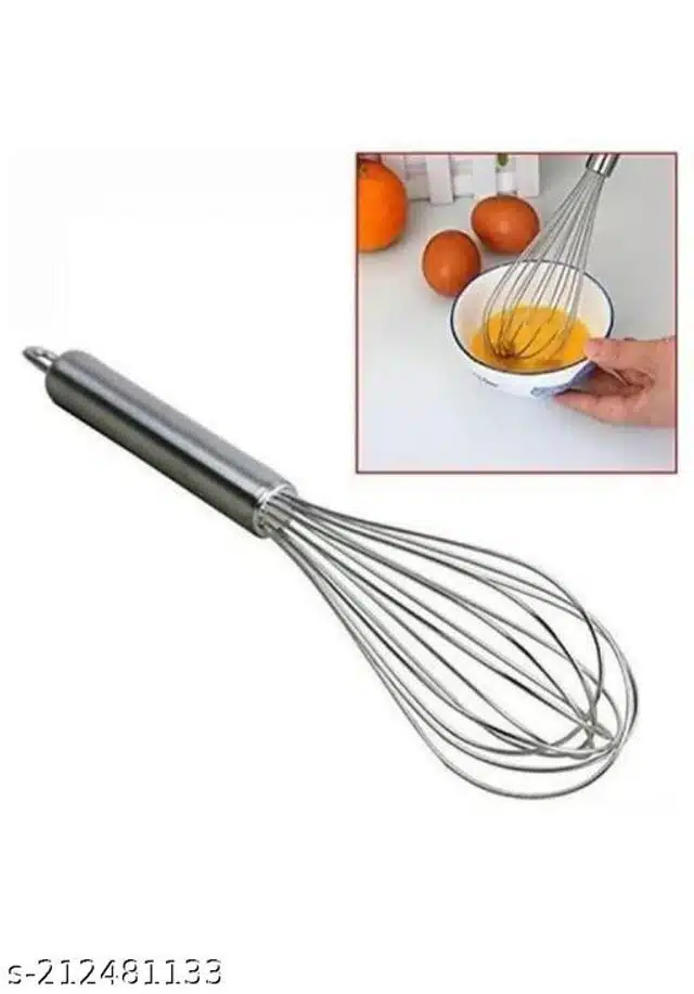 Stainless Steel Egg Beater with Pizza Cutter & Masher (Silver, Set of 3)