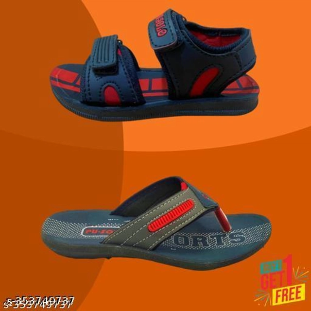 Sandal with Flipflop for Boys (Multicolor, 4-5 Years) (Pack of 2)