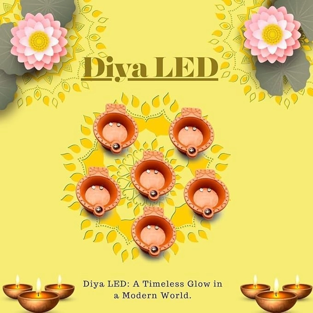 LED Water Sensor Diya (Brown, Pack of 12)